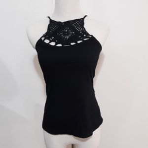 Black Crochet Camisole Top